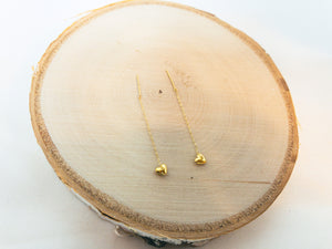 Real 14K Gold Heart Drop Earrings