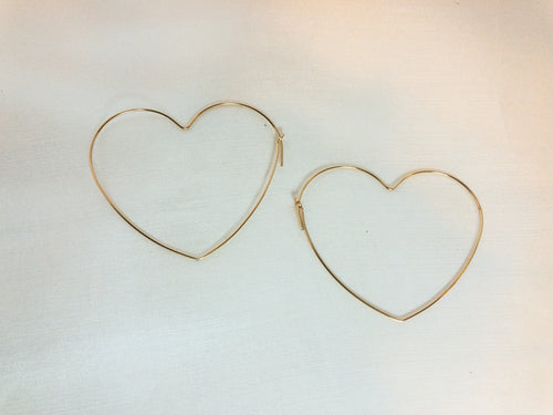 14K GF Heart Hoops