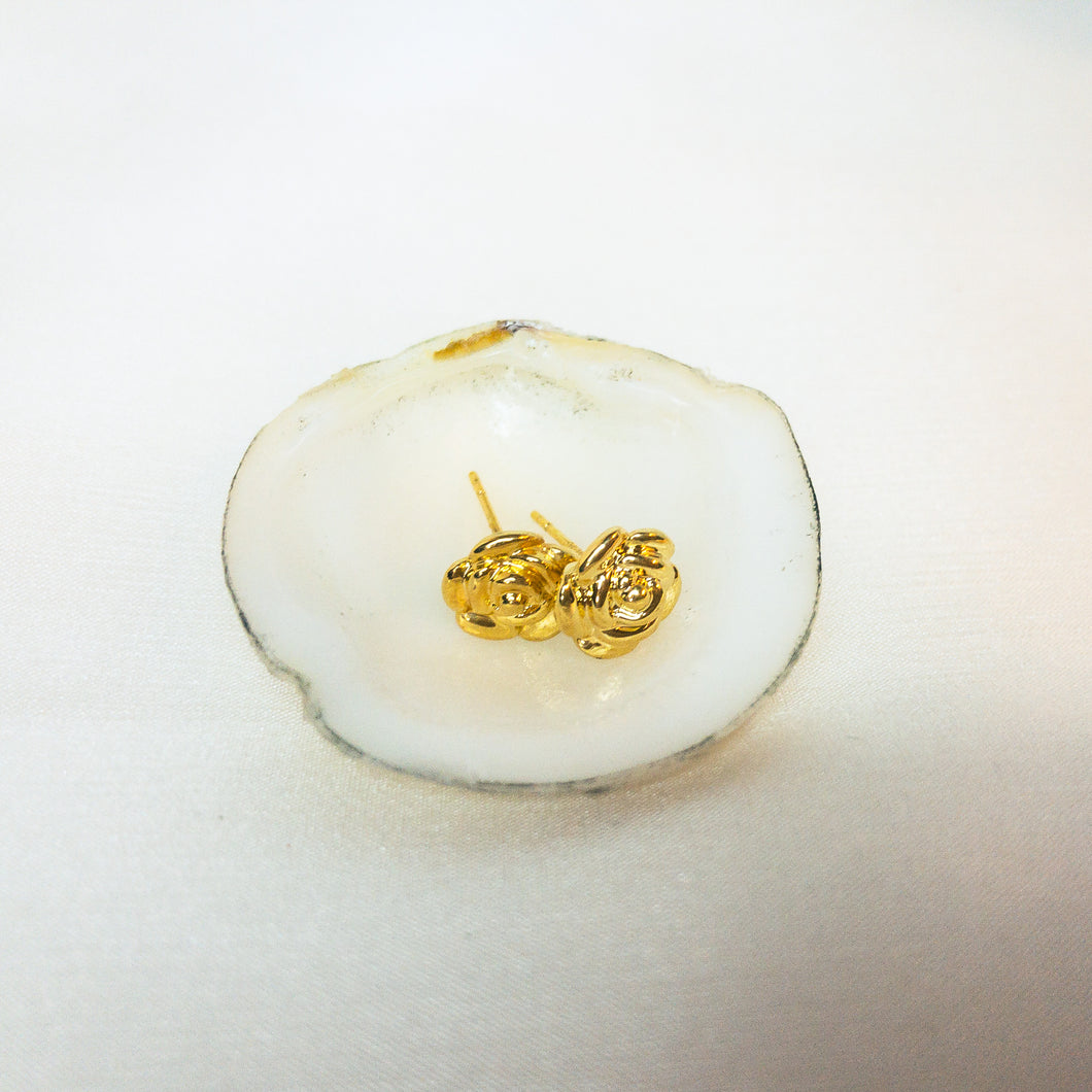 Real 14K Gold Rose Studs