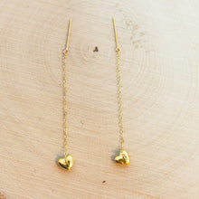 Load image into Gallery viewer, Real 14K Gold Heart Drop Earrings