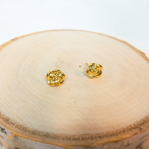 Real 14K Gold Rose Studs