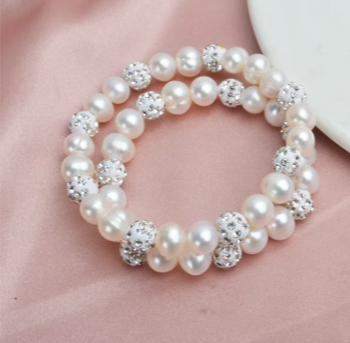 Pearl & Diamond Mala Bracelet